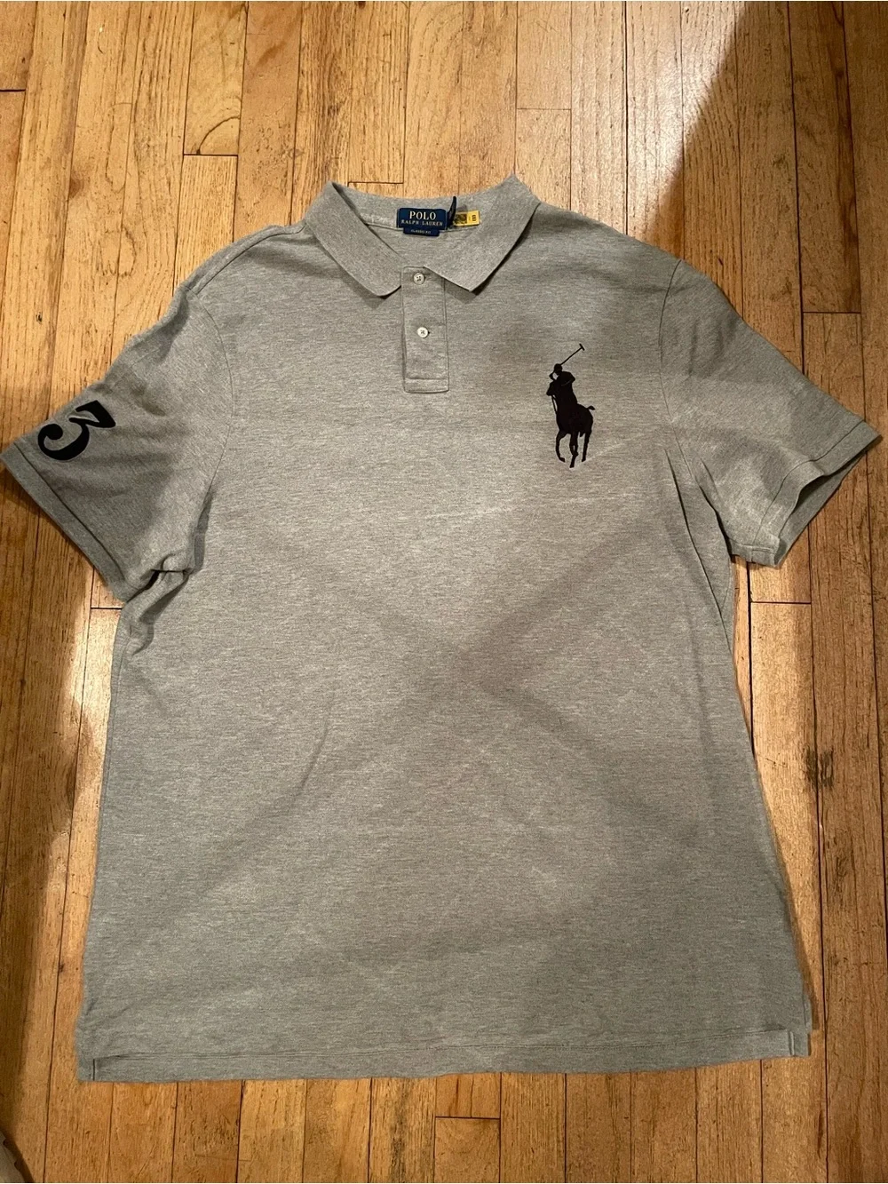 Ralph Lauren Gray Polo Shirt with Black Pony Logo